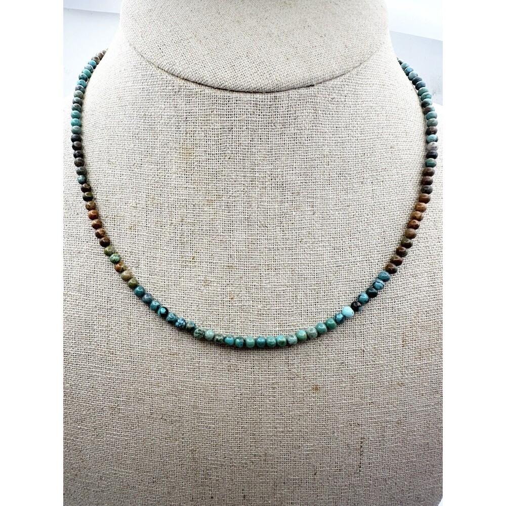 natural 3.2mm Turquoise Beaded Toggle Necklace 16”